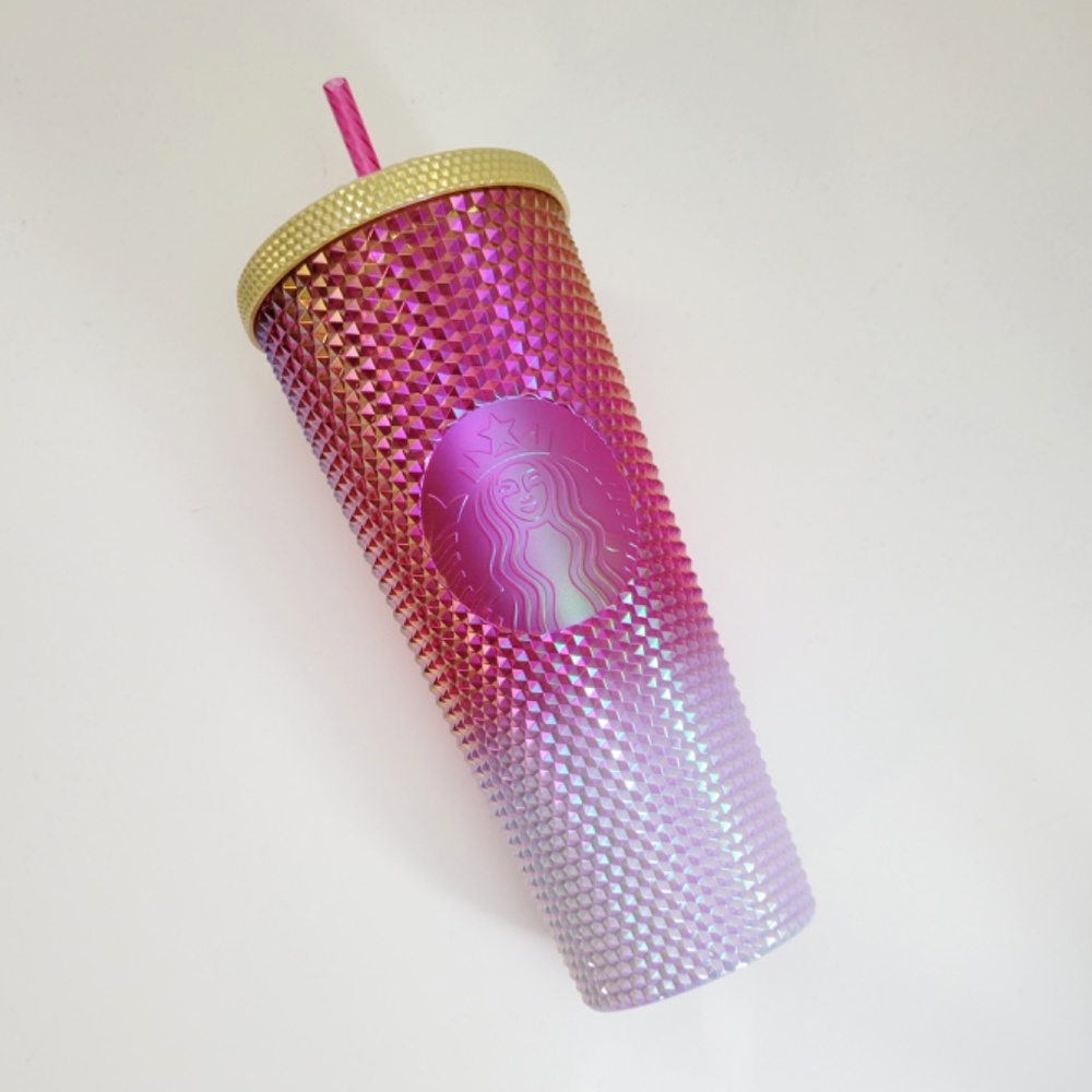 Starbucks 2024 Pearl Ruby White Gold Ombre Studded Tumbler Venti 24oz Cup